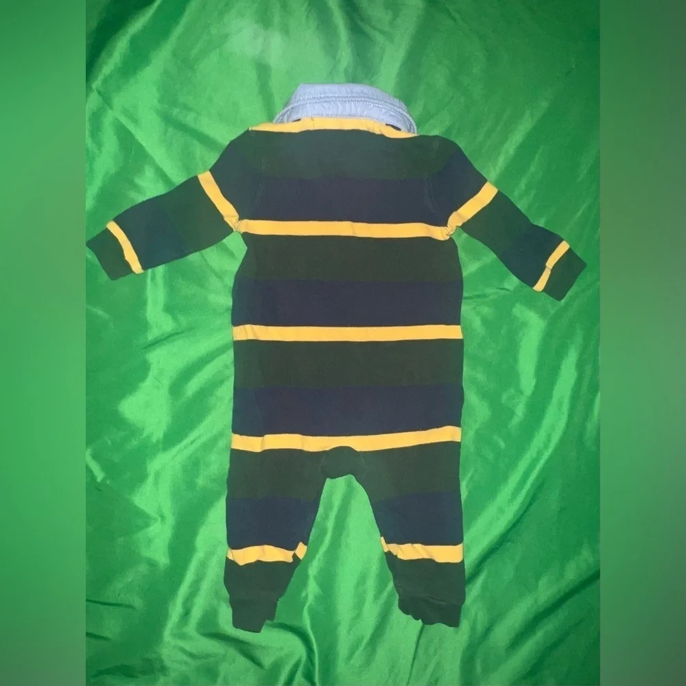 Ralph Lauren Navy and Yellow Striped Kids Footie size 6 Months